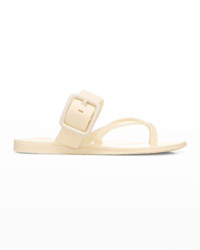 Veronica Beard Salva Jelly Buckle Slide Sandals In Snow