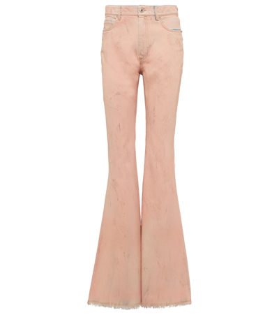 Sportmax Fedra High-rise Flared Leg Cotton-twill Jeans In Pink