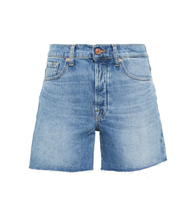 7 For All Mankind Billie Denim Shorts In Blue