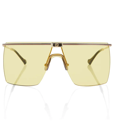 Gucci Sylvie Flat-brow Sunglasses In Gold-gold-yellow