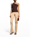 Herve Leger Variegated Rib Straight-leg Pants In Alabaster 902