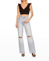 Susana Monaco V-neck Ruffle Crop Top In Black