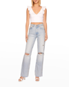 Susana Monaco Double V Ruffled Crop Top In Sugar