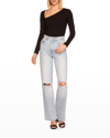 Susana Monaco Laurene Diagonal Neck Top In Black