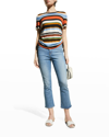 Veronica Beard Jeans Tazi Stripe Drawstring Tee In Multi