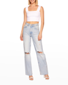 Susana Monaco Square Neck Cropped Tank Top In Sugar