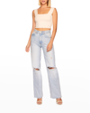 SUSANA MONACO WIDE-STRAP JERSEY CROP TOP