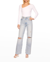 Susana Monaco Diagonal Neckline Long Sleeve Top In Sugar