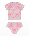 ANDY & EVAN GIRL'S PRINTED RASH GUARD BIKINI SET