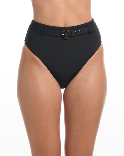 Sunshine 79 High Waist Bikini Bottom W/ Adjustable Belt In Black