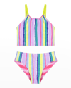 ANDY & EVAN GIRL'S REVERSIBLE STRIPED TWO-PIECE SWIMSUIT