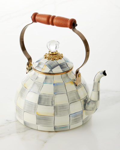 MACKENZIE-CHILDS STERLING CHECK TEA KETTLE, 3QT.