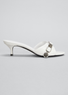 Balenciaga Cagole Lambskin Buckle Slide Sandals In 9081 White Pallad