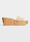 Stuart Weitzman Summer Suede Wedge Sandals In Adobe