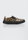 Balmain Teen Monogram-print Slip-on Sneakers In 930or Black