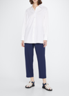 Marni Pleated Straight-leg Crop Pants In Navyblue