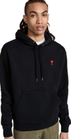 Ami Alexandre Mattiussi Hoodie Sweatshirt With Red Ami De Coeur Patch In Black