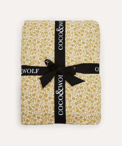 Coco & Wolf Floral Stencil Honey Cot Bed Fitted Sheet In Yellow