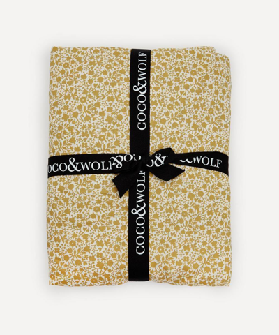 Coco & Wolf Floral Stencil Honey King Fitted Sheet In Yellow