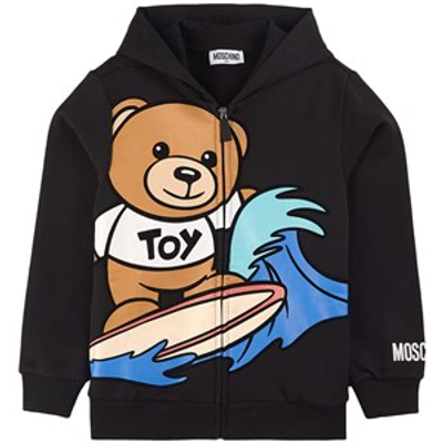 Moschino Kids' Teddy Bear-print Zip-up Hoodie In Black
