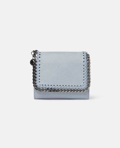 Stella Mccartney Falabella Small Flap Wallet In Dusty Blue