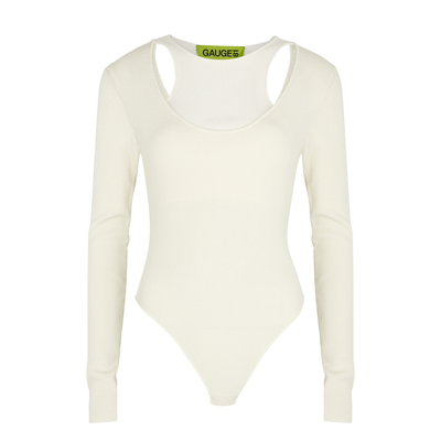 Gauge81 Gyda Ivory Stretch-knit Bodysuit In Off White