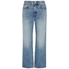 Slvrlake London Distressed High-rise Straight-leg Jeans In Light Blue