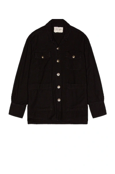 Greg Lauren Shawl-collar Cotton Shirt Jacket In Black