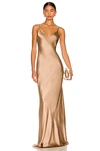 L Agence Serita Silk Charmeuse Maxi Slipdress In Cappuccino