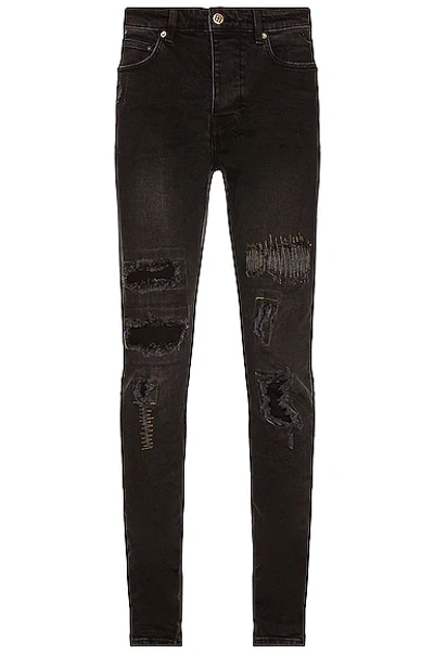 Ksubi Black Ether Trashed Organic Cotton Skinny Jeans