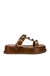 Valentino Women's Square Toe Pyramid Studded Platform Slide Sandals In Tan Brown