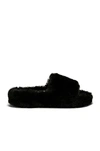 Stand Studio Leya Faux Fur Slide Sandal In Black