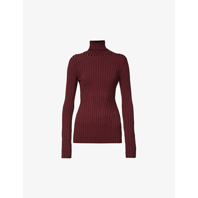 Galvan Thea Turtleneck Stretch-knit Jumper In Rosewood