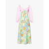 Rixo London Gio Printed Panelled Silk Maxi Dress In Hibiscus Spot Mix