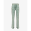 Juicy Couture Del Ray Straight-leg High-rise Velour Jogging Bottoms In Chinois Green