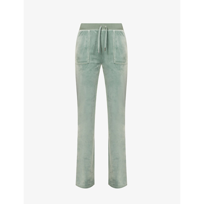 Juicy Couture Del Ray Straight-leg High-rise Velour Jogging Bottoms In Chinois Green