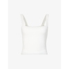 Good American Fitted Scoop Neck Stretch Organic Cotton Tank In Ivory001