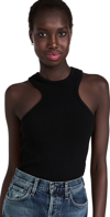 Agolde Black Organic Cotton Bea Cutaway Tank Top In Black