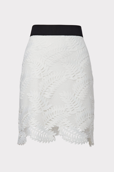 Milly Tropical Palm Lace Mini Skirt In White