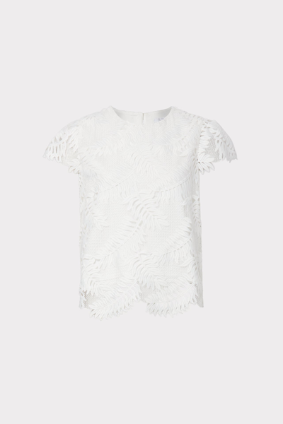 Milly Tropical Palm Lace Baby Tee In White