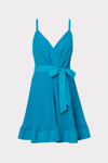 Milly Livy Pleated Mini Dress In Teal