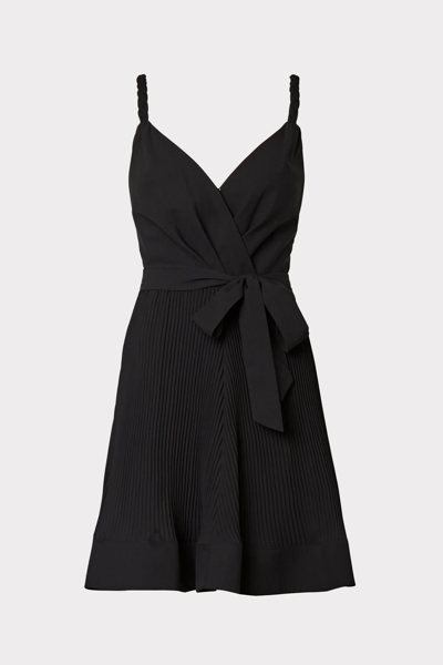 Milly Livy Pleated Mini Dress In Black