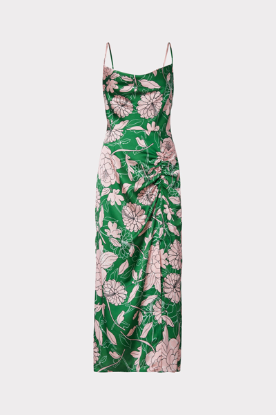 Milly Nenuphar Floral-print Midi Dress In Leaf Multi