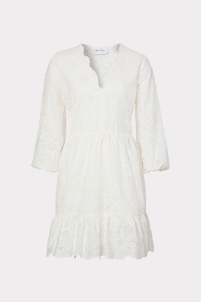 Milly Brielle Tournesol Floral Eyelet Dress In White