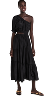 Moon River One-shoulder Cutout Midi Dress In Black