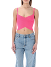 Msgm Cross-strap Cropped Top In Fluo Pink