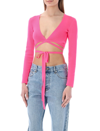 MSGM LACE-UP CROPPED TOP
