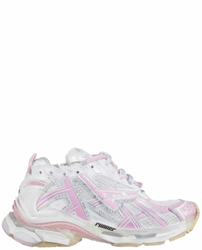 Balenciaga Runner Mesh-trimmed Nylon Sneakers In White Pink Beige Black