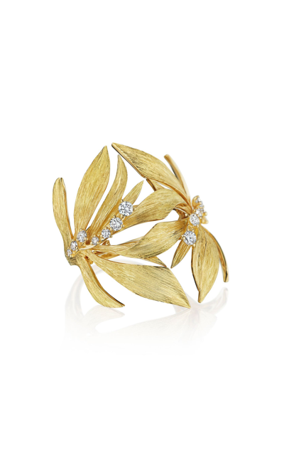 Hueb 18k Yellow Gold Bahia Diamond Topical Leaves Statement Ring