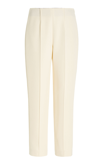 Lapointe Pleated Crepe Straight-leg Tailored Pants In White
